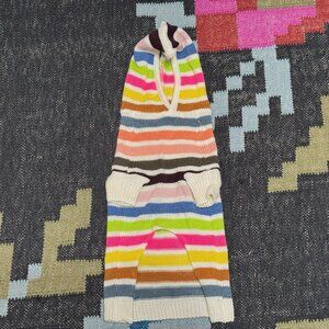GAP Crazy Stripe Hoodie Knit Dog Sweater, Bright Multi-Color Stripes, XS/S